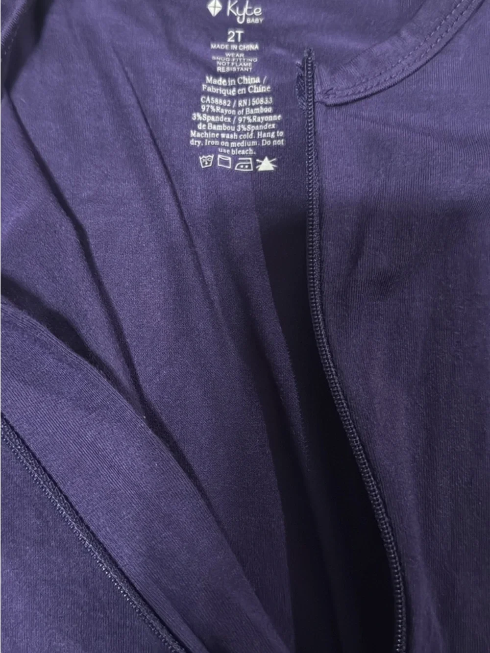Kyte BABY Eggplant zip romper 2T